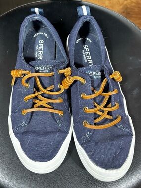 Sperry Navy Blue Canvas Boat Shoes Sneakers Size 6 Lace Up Casual Preppy